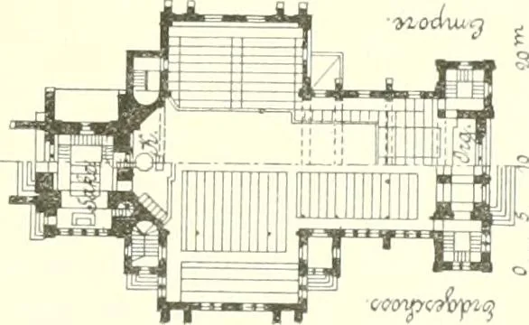 An illustration from Der Kirchenbau des Protestantismus von der Reformation bis zur Gegenwart, hrsg. von der Vereinigung Berliner Architekten, 1893, leaf 501