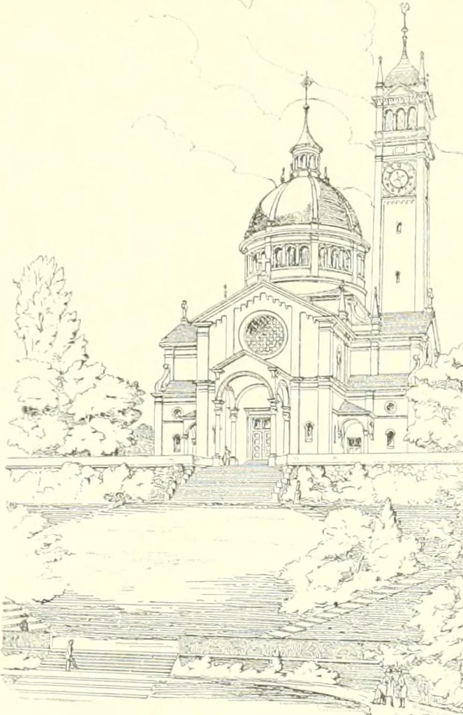 An illustration from Der Kirchenbau des Protestantismus von der Reformation bis zur Gegenwart, hrsg. von der Vereinigung Berliner Architekten, 1893, leaf 501