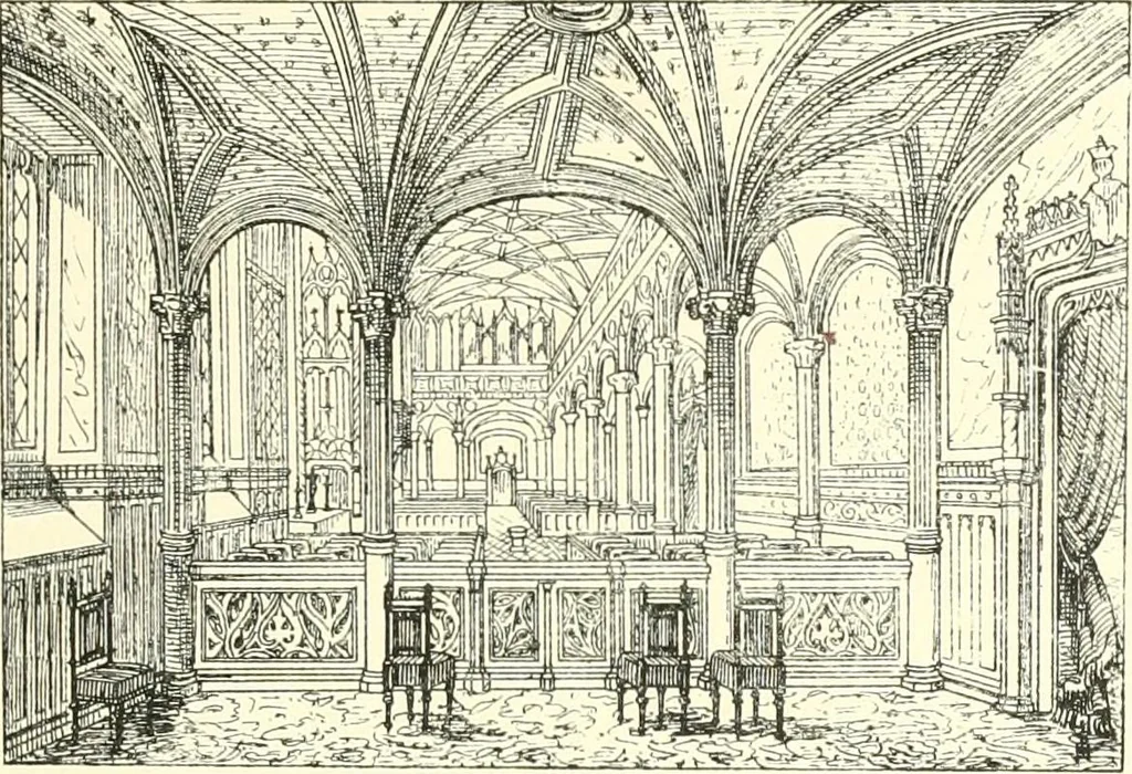 An illustration from Der Kirchenbau des Protestantismus von der Reformation bis zur Gegenwart, hrsg. von der Vereinigung Berliner Architekten, 1893, leaf 51