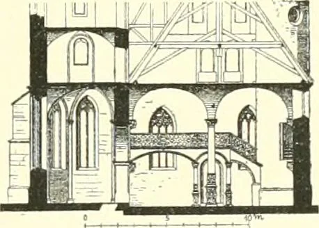 An illustration from Der Kirchenbau des Protestantismus von der Reformation bis zur Gegenwart, hrsg. von der Vereinigung Berliner Architekten, 1893, leaf 51