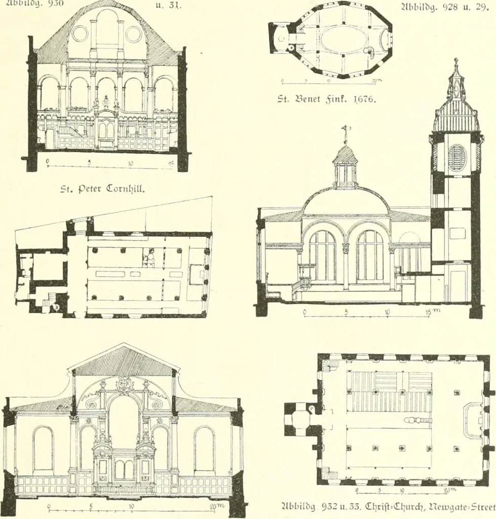 An illustration from Der Kirchenbau des Protestantismus von der Reformation bis zur Gegenwart, hrsg. von der Vereinigung Berliner Architekten, 1893, leaf 511