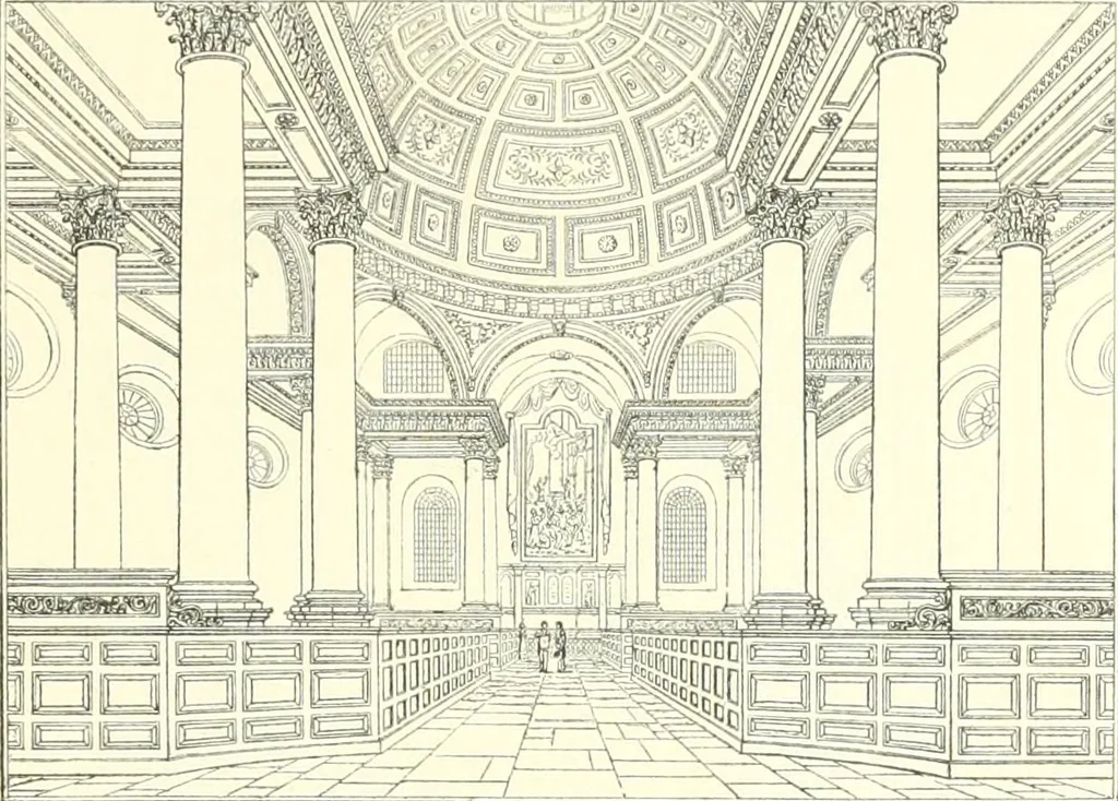 An illustration from Der Kirchenbau des Protestantismus von der Reformation bis zur Gegenwart, hrsg. von der Vereinigung Berliner Architekten, 1893, leaf 513