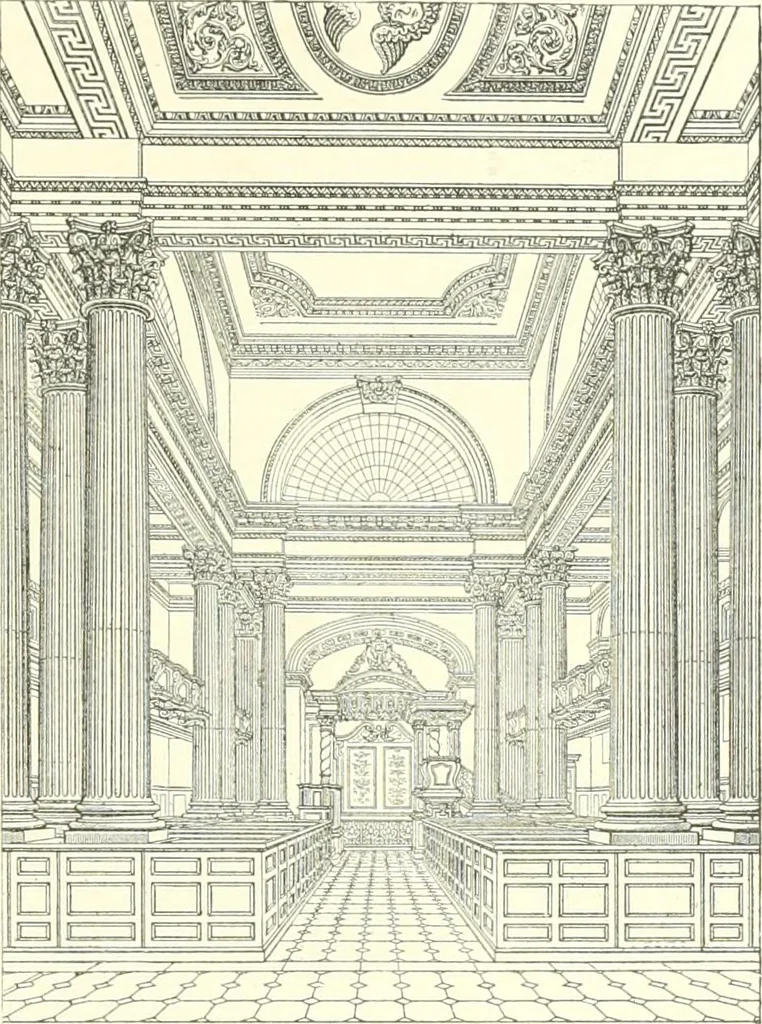 An illustration from Der Kirchenbau des Protestantismus von der Reformation bis zur Gegenwart, hrsg. von der Vereinigung Berliner Architekten, 1893, leaf 515
