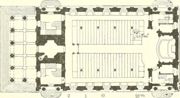 An illustration from Der Kirchenbau des Protestantismus von der Reformation bis zur Gegenwart, hrsg. von der Vereinigung Berliner Architekten, 1893, leaf 515