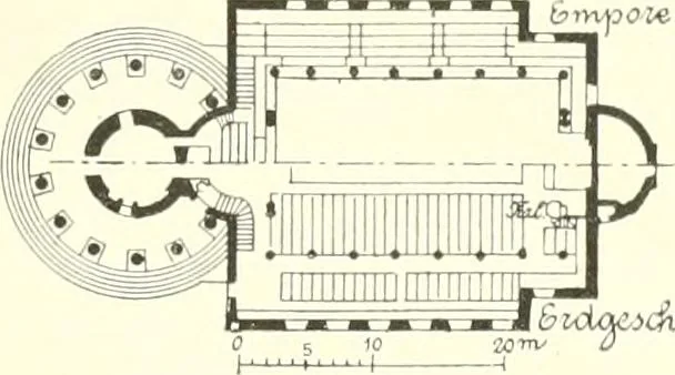 An illustration from Der Kirchenbau des Protestantismus von der Reformation bis zur Gegenwart, hrsg. von der Vereinigung Berliner Architekten, 1893, leaf 521
