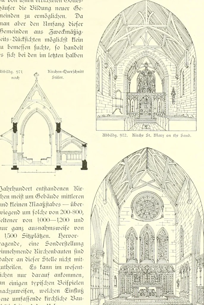 An illustration from Der Kirchenbau des Protestantismus von der Reformation bis zur Gegenwart, hrsg. von der Vereinigung Berliner Architekten, 1893, leaf 523