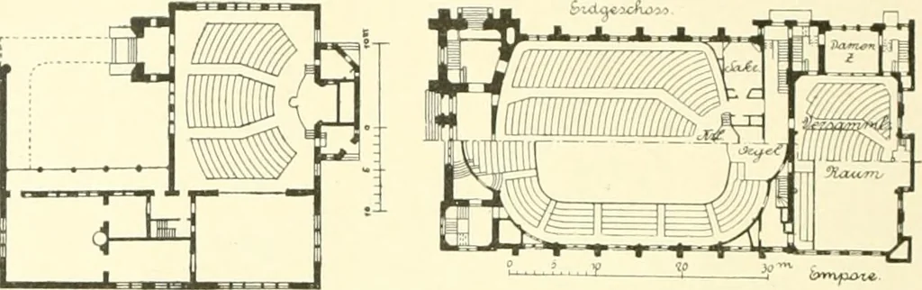 An illustration from Der Kirchenbau des Protestantismus von der Reformation bis zur Gegenwart, hrsg. von der Vereinigung Berliner Architekten, 1893, leaf 532
