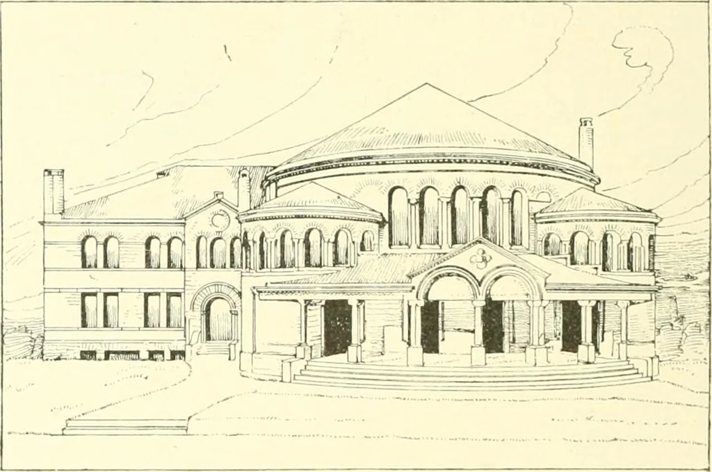 An illustration from Der Kirchenbau des Protestantismus von der Reformation bis zur Gegenwart, hrsg. von der Vereinigung Berliner Architekten, 1893, leaf 532