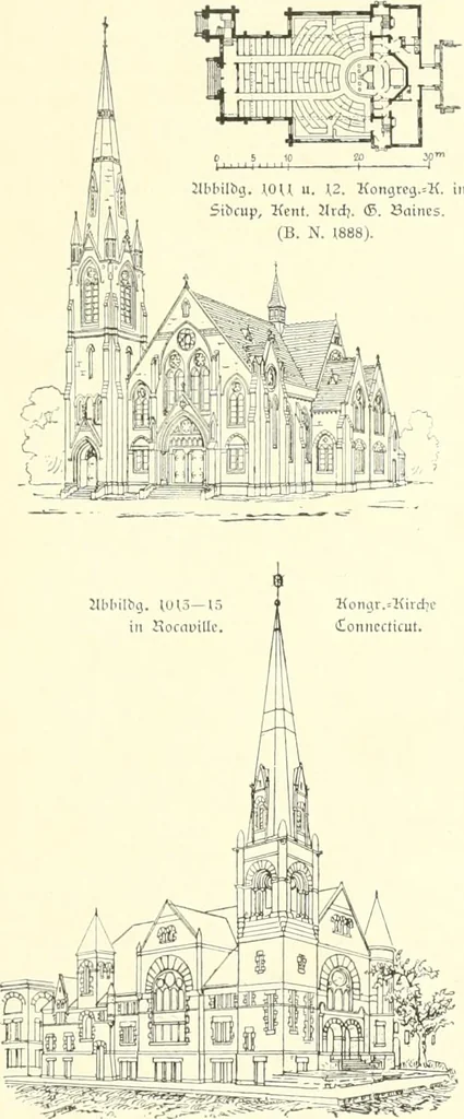 An illustration from Der Kirchenbau des Protestantismus von der Reformation bis zur Gegenwart, hrsg. von der Vereinigung Berliner Architekten, 1893, leaf 537