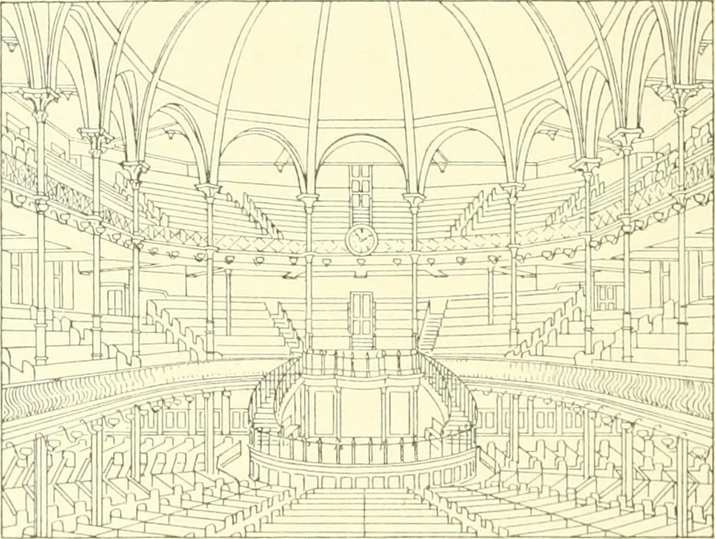 An illustration from Der Kirchenbau des Protestantismus von der Reformation bis zur Gegenwart, hrsg. von der Vereinigung Berliner Architekten, 1893, leaf 544