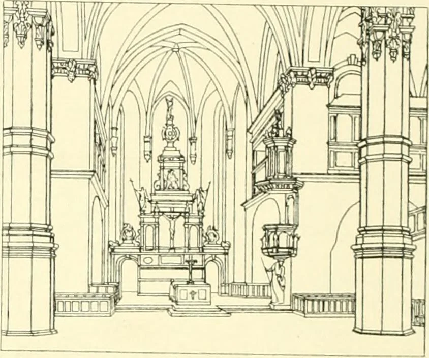 An illustration from Der Kirchenbau des Protestantismus von der Reformation bis zur Gegenwart, hrsg. von der Vereinigung Berliner Architekten, 1893, leaf 56