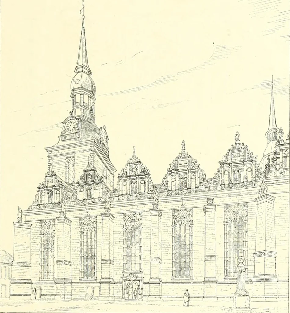 An illustration from Der Kirchenbau des Protestantismus von der Reformation bis zur Gegenwart, hrsg. von der Vereinigung Berliner Architekten, 1893, leaf 57