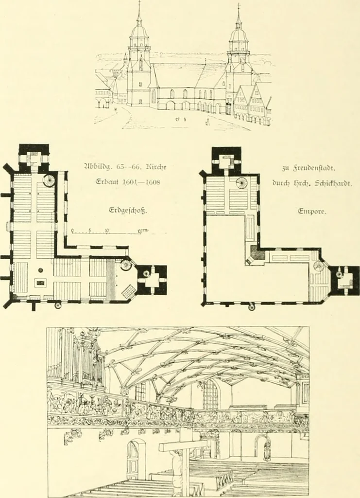 An illustration from Der Kirchenbau des Protestantismus von der Reformation bis zur Gegenwart, hrsg. von der Vereinigung Berliner Architekten, 1893, leaf 60