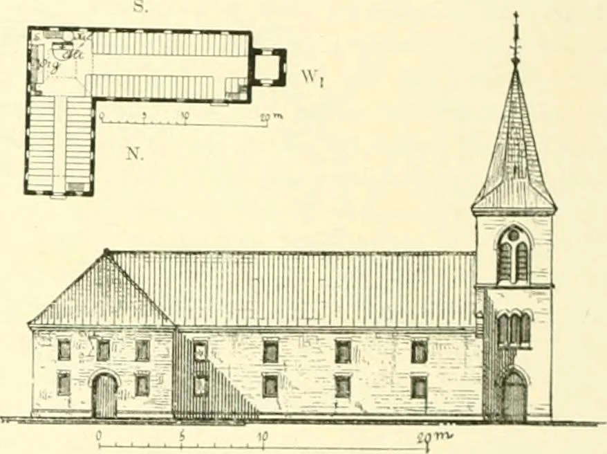 An illustration from Der Kirchenbau des Protestantismus von der Reformation bis zur Gegenwart, hrsg. von der Vereinigung Berliner Architekten, 1893, leaf 62