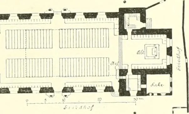 An illustration from Der Kirchenbau des Protestantismus von der Reformation bis zur Gegenwart, hrsg. von der Vereinigung Berliner Architekten, 1893, leaf 65