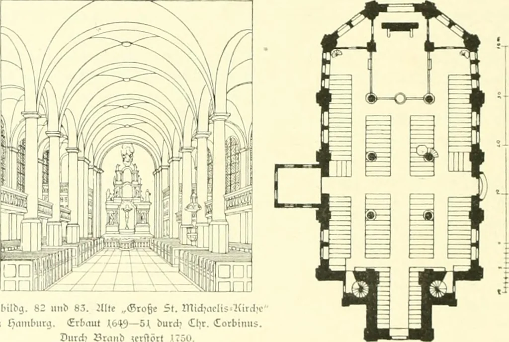 An illustration from Der Kirchenbau des Protestantismus von der Reformation bis zur Gegenwart, hrsg. von der Vereinigung Berliner Architekten, 1893, leaf 70