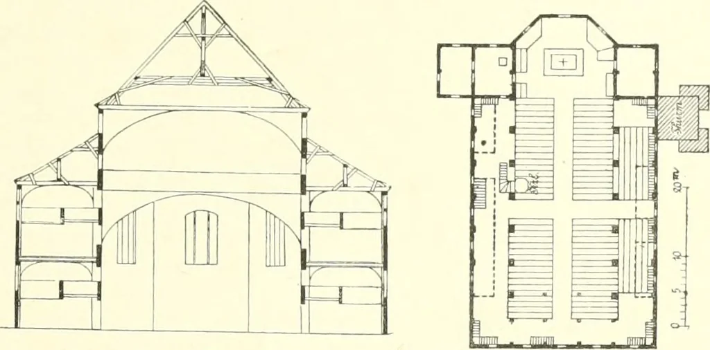 An illustration from Der Kirchenbau des Protestantismus von der Reformation bis zur Gegenwart, hrsg. von der Vereinigung Berliner Architekten, 1893, leaf 71