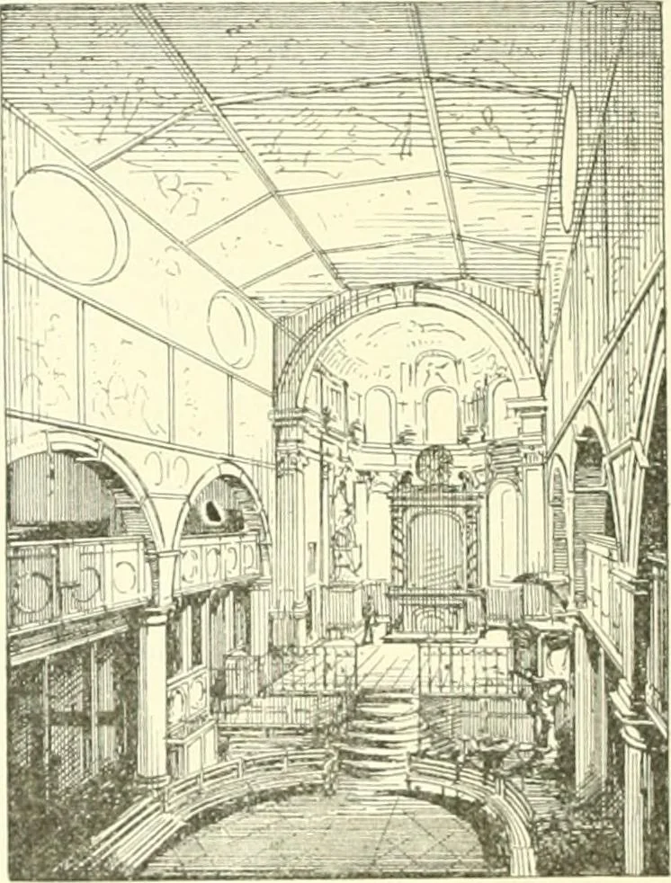 An illustration from Der Kirchenbau des Protestantismus von der Reformation bis zur Gegenwart, hrsg. von der Vereinigung Berliner Architekten, 1893, leaf 76