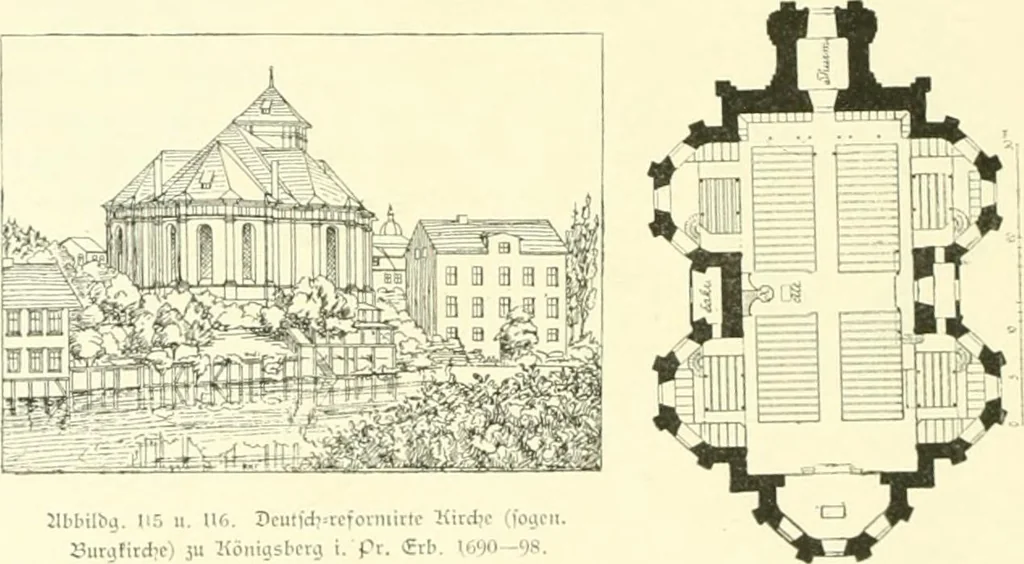 An illustration from Der Kirchenbau des Protestantismus von der Reformation bis zur Gegenwart, hrsg. von der Vereinigung Berliner Architekten, 1893, leaf 84