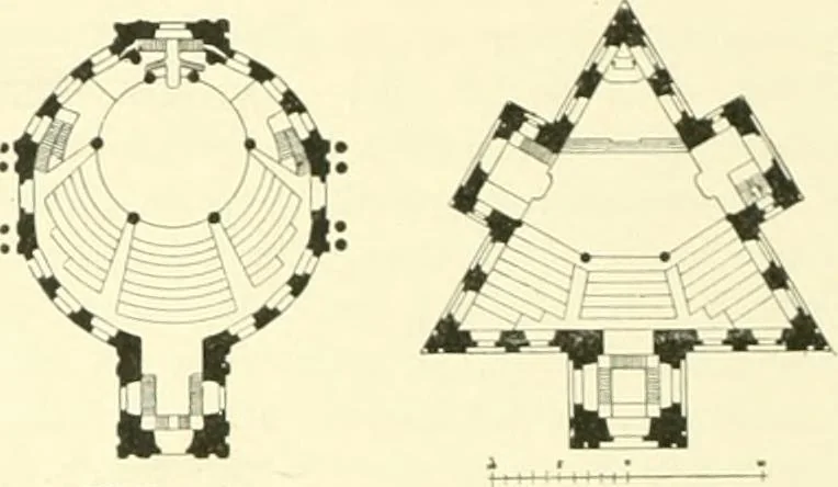 An illustration from Der Kirchenbau des Protestantismus von der Reformation bis zur Gegenwart, hrsg. von der Vereinigung Berliner Architekten, 1893, leaf 92