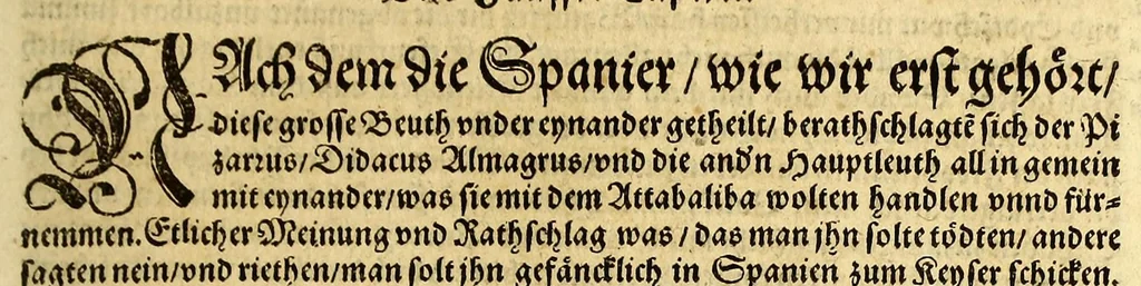An illustration from Der Newenn Weldt vnd indianischen Königreichs, newe vnnd wahrhaffte History, : von allen Geschichten, Handlungen, Thaten, strengem vnnd ernstlichem Regiment der Spanier gegen den Indianern, vngläublichem grossem gut ..., 1579, leaf 179
