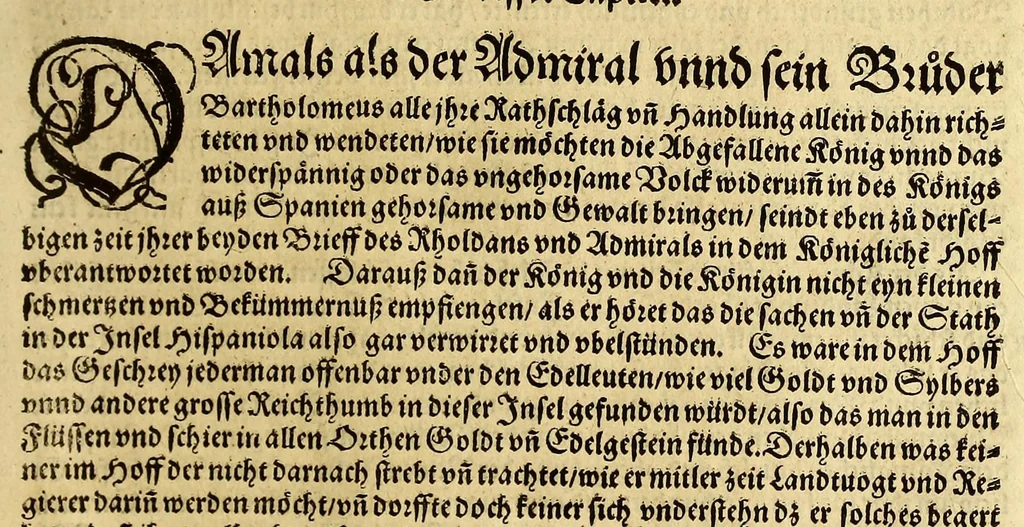 An illustration from Der Newenn Weldt vnd indianischen Königreichs, newe vnnd wahrhaffte History, : von allen Geschichten, Handlungen, Thaten, strengem vnnd ernstlichem Regiment der Spanier gegen den Indianern, vngläublichem grossem gut ..., 1579, leaf 45