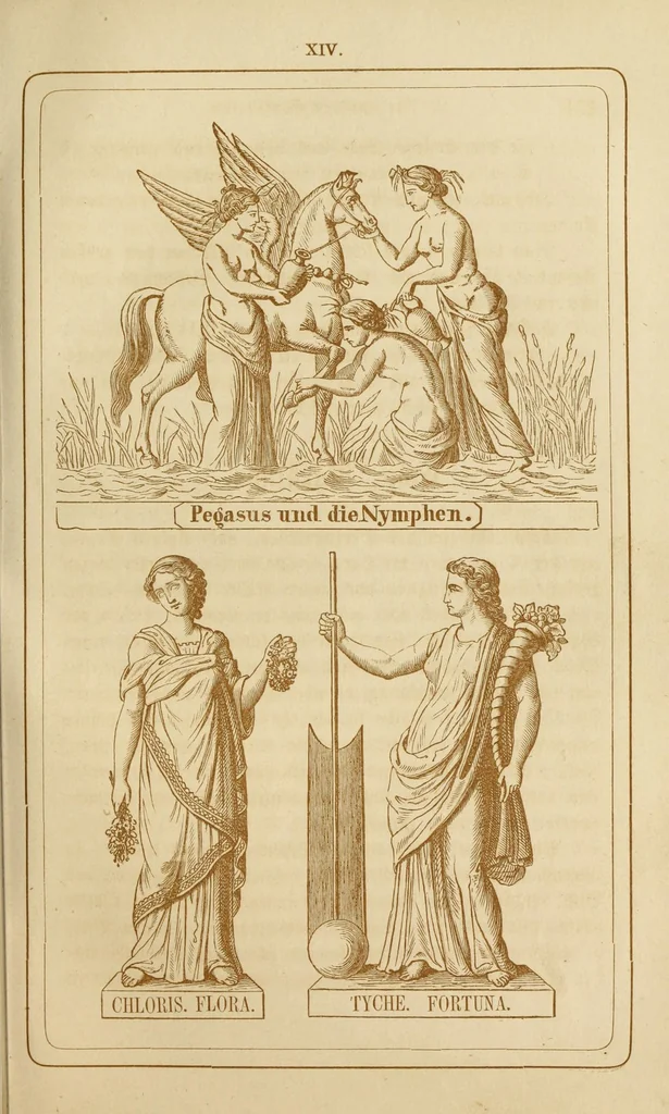 An illustration from Der Olymp, oder, Mythologie der Griechen und Römer : mit Einschluss der aegyptischen, nordischen und indischen Götterlehre : zum Selbtsunterricht für die erwachsene Jugend und angehende Künstler, sowie für höhere Lehranstalten, 1868, leaf 215