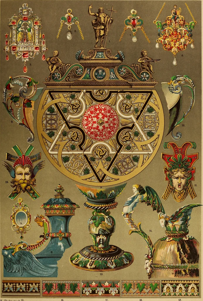 An illustration from Der Ornamentenschatz; ein Musterbuch stilvoller Ornamente aus allen Kunstepochen, 1887, leaf 181