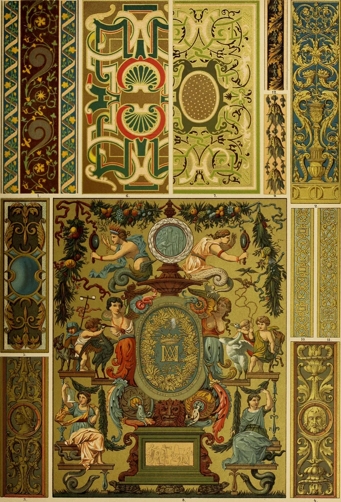 An illustration from Der Ornamentenschatz; ein Musterbuch stilvoller Ornamente aus allen Kunstepochen, 1887, leaf 201