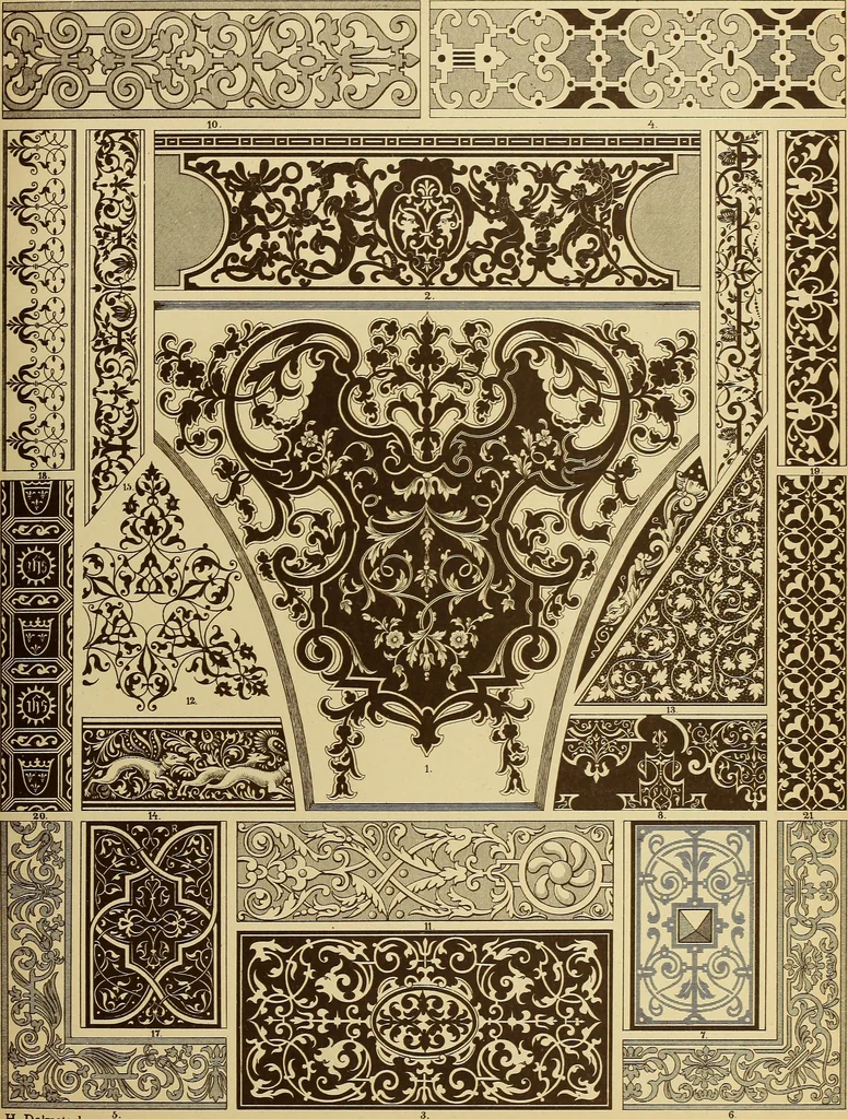 An illustration from Der Ornamentenschatz; ein Musterbuch stilvoller Ornamente aus allen Kunstepochen, 1887, leaf 211