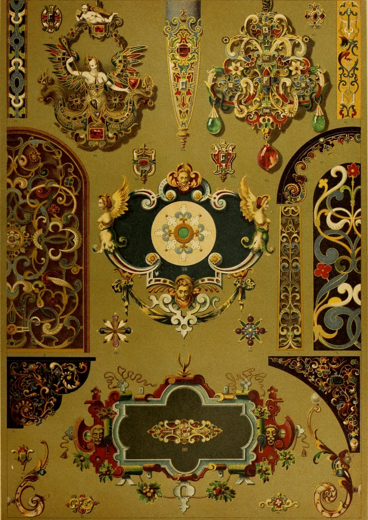 An illustration from Der Ornamentenschatz; ein Musterbuch stilvoller Ornamente aus allen Kunstepochen, 1887, leaf 243
