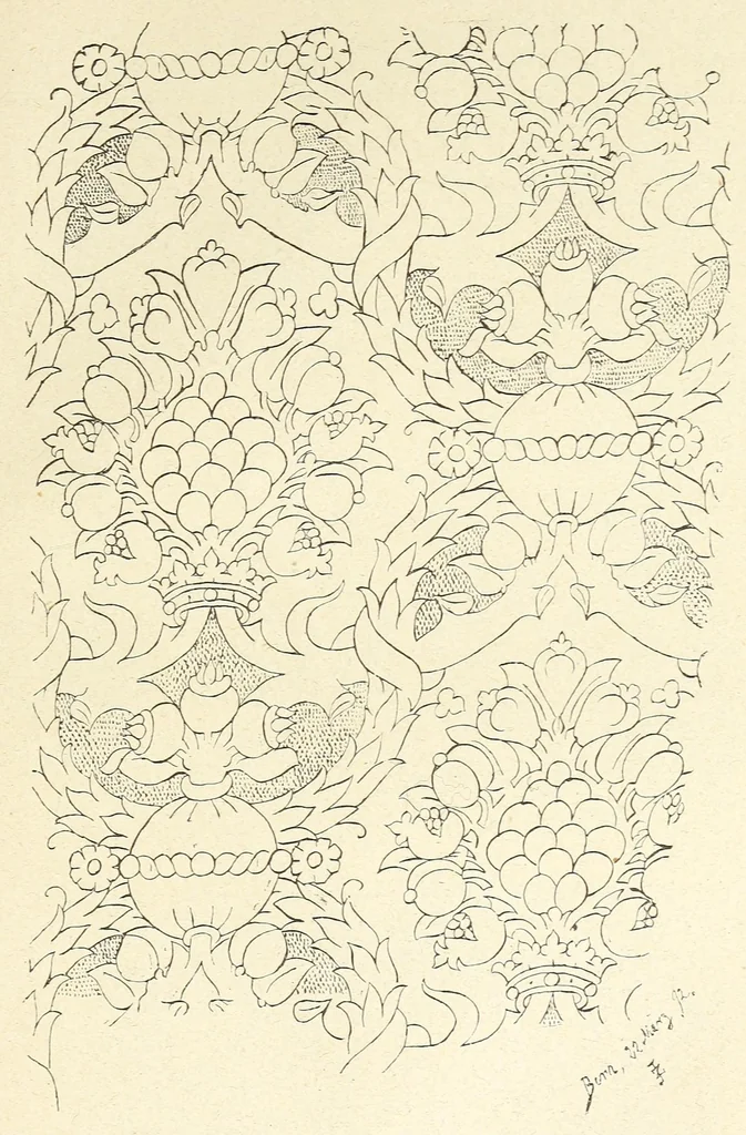 An illustration from Der Paramentenschatz im historischen Museum zu Bern in Wort und Bild : im Auftrage der Aufsichtskommission des Museums, 1895, leaf 143