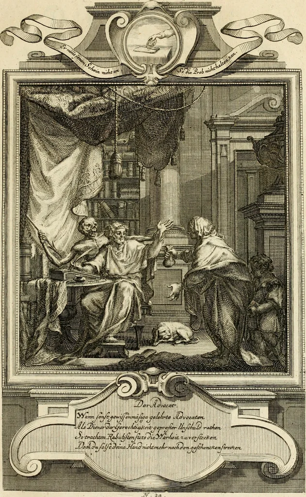 An illustration from Der sogenannte Sinn-lehr-und Geist-volle ... Todentanz : anietzo mit einigen einfältig, doch gut gemeynten Reimen und Versen versehen, 1767, leaf 128