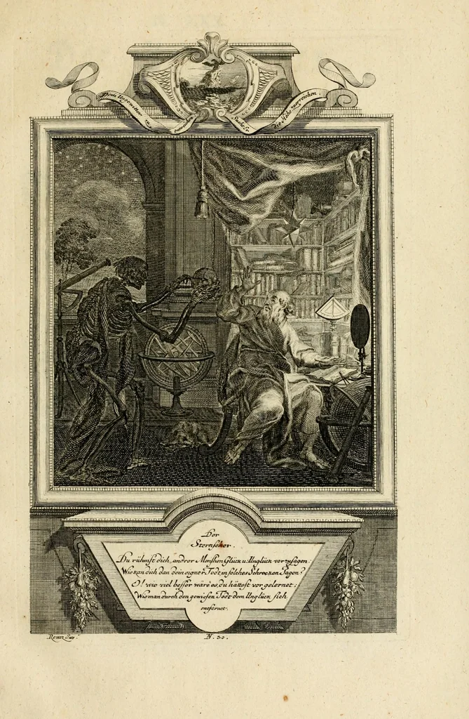 An illustration from Der sogenannte Sinn-lehr-und Geist-volle ... Todentanz : anietzo mit einigen einfältig, doch gut gemeynten Reimen und Versen versehen, 1767, leaf 137