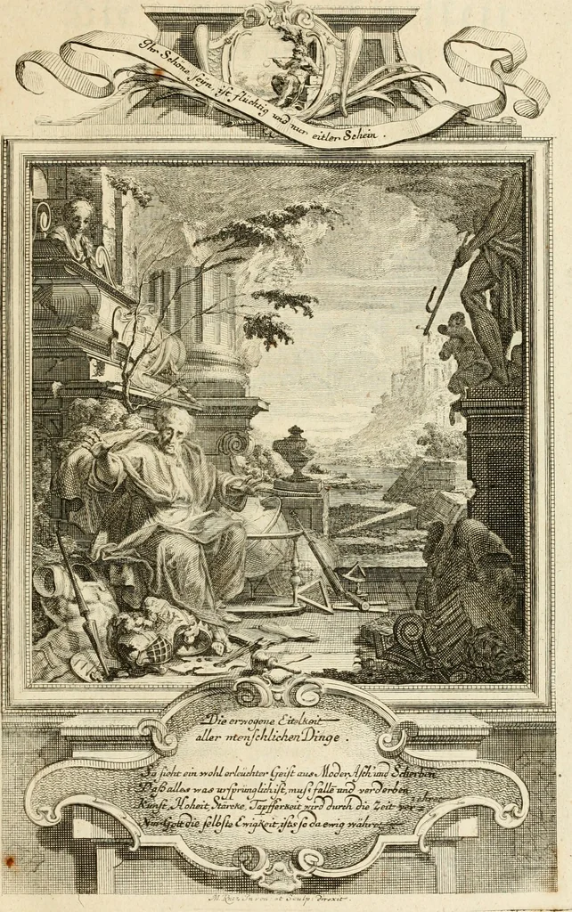An illustration from Der sogenannte Sinn-lehr-und Geist-volle ... Todentanz : anietzo mit einigen einfältig, doch gut gemeynten Reimen und Versen versehen, 1767, leaf 16