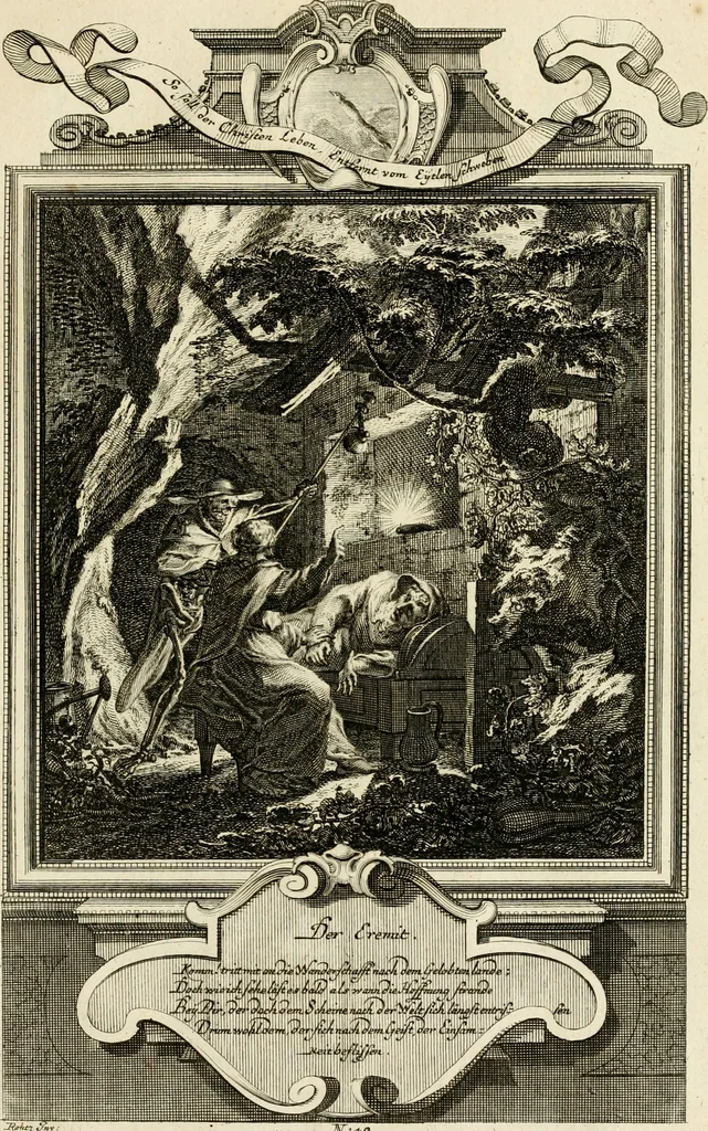 An illustration from Der sogenannte Sinn-lehr-und Geist-volle ... Todentanz : anietzo mit einigen einfältig, doch gut gemeynten Reimen und Versen versehen, 1767, leaf 208