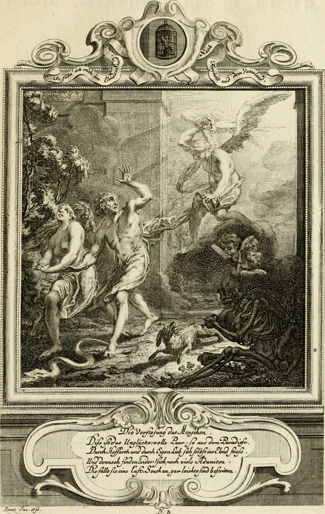 An illustration from Der sogenannte Sinn-lehr-und Geist-volle ... Todentanz : anietzo mit einigen einfältig, doch gut gemeynten Reimen und Versen versehen, 1767, leaf 28
