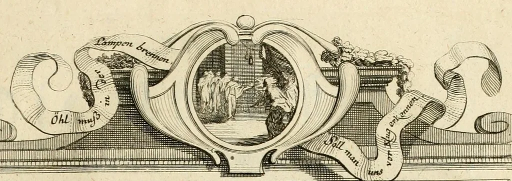 An illustration from Der sogenannte Sinn-lehr-und Geist-volle ... Todentanz : anietzo mit einigen einfältig, doch gut gemeynten Reimen und Versen versehen, 1767, leaf 73