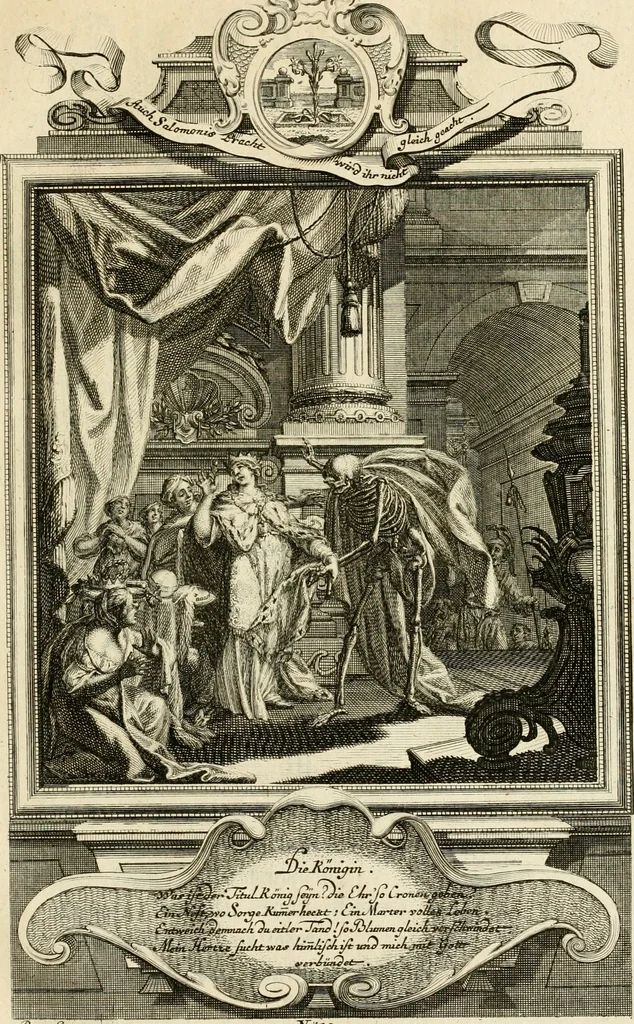 An illustration from Der sogenannte Sinn-lehr-und Geist-volle ... Todentanz : anietzo mit einigen einfältig, doch gut gemeynten Reimen und Versen versehen, 1767, leaf 92