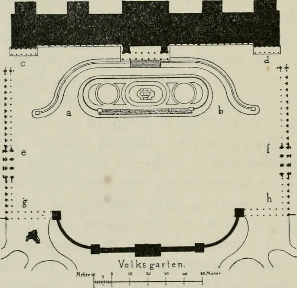 An illustration from Der Städte-Bau nach seinen künstlerischen Grundsätzen. Ein Beitrag zur Lösung moderner Fragen der Architektur und monumentalen Plastik unter besonderer Beziehung auf Wien, 1901, leaf 187