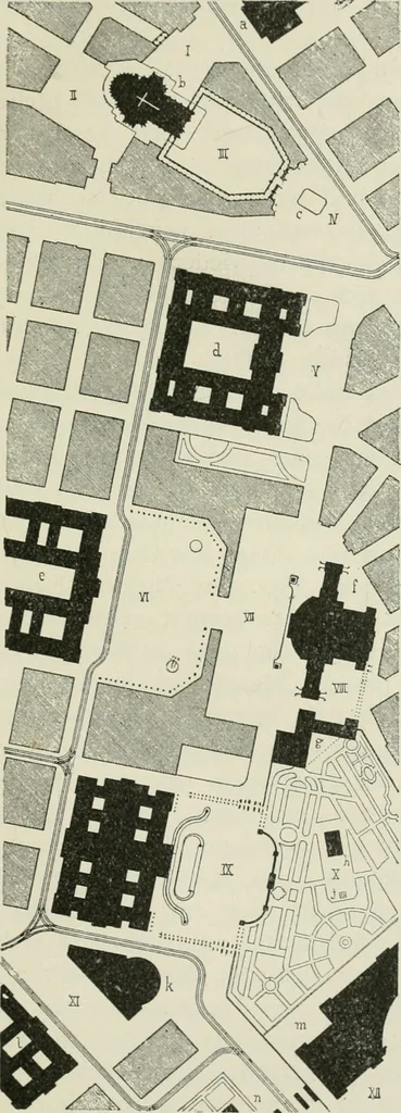 An illustration from Der Städte-Bau nach seinen künstlerischen Grundsätzen. Ein Beitrag zur Lösung moderner Fragen der Architektur und monumentalen Plastik unter besonderer Beziehung auf Wien, 1901, leaf 190