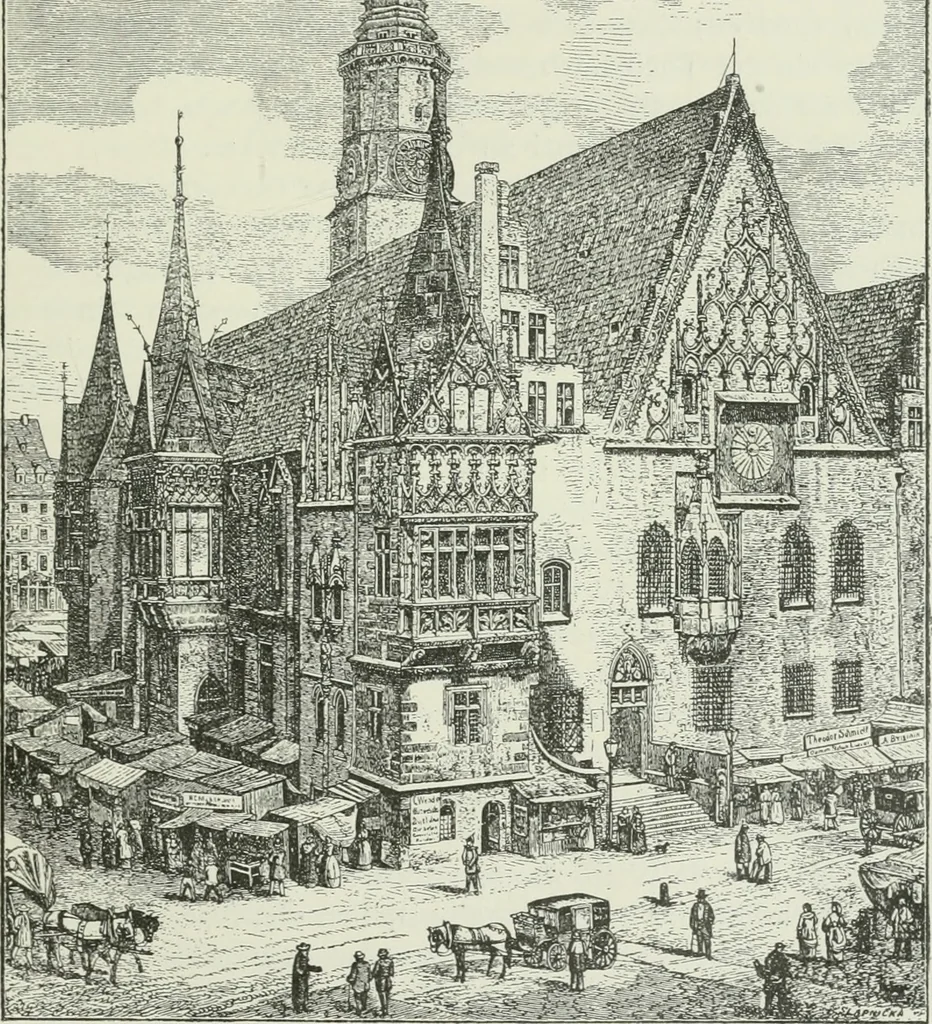 An illustration from Der Städte-Bau nach seinen künstlerischen Grundsätzen. Ein Beitrag zur Lösung moderner Fragen der Architektur und monumentalen Plastik unter besonderer Beziehung auf Wien, 1901, leaf 32