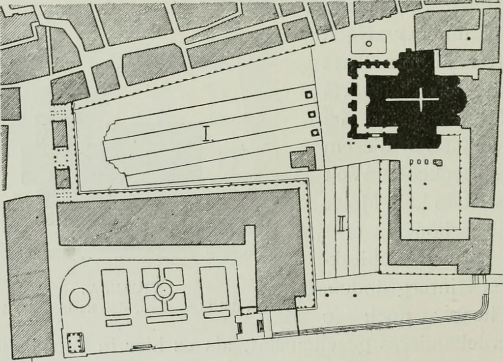 An illustration from Der Städte-Bau nach seinen künstlerischen Grundsätzen. Ein Beitrag zur Lösung moderner Fragen der Architektur und monumentalen Plastik unter besonderer Beziehung auf Wien, 1901, leaf 83