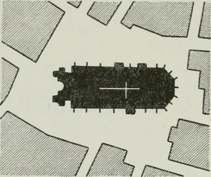 An illustration from Der Städte-Bau nach seinen künstlerischen Grundsätzen. Ein Beitrag zur Lösung moderner Fragen der Architektur und monumentalen Plastik unter besonderer Beziehung auf Wien, 1901, leaf 87