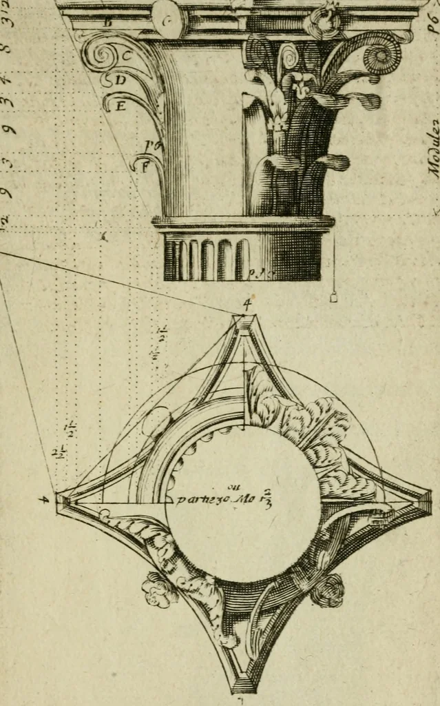 An illustration from Regles des cinq ordres d'architecture, 1665, leaf 56