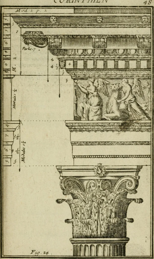 An illustration from Regles des cinq ordres d'architecture, 1665, leaf 58