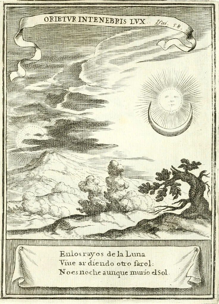 An illustration from Descripcion de las honras : que se hicieron ala Catholica Magd. de D. Phelippe quarto rey de las Españas y del nueuo mundo en el Real Conuento de la Encarnacion : que de horden de la reyna n[uest]ra señora como superintendente de las reales obras dispuso D. Baltasar Barroso de Ribera marques de Malpica ..., 1666, leaf 142