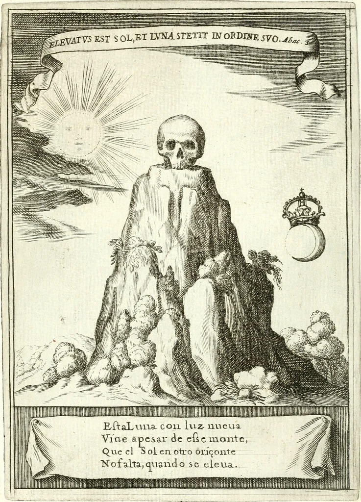 An illustration from Descripcion de las honras : que se hicieron ala Catholica Magd. de D. Phelippe quarto rey de las Españas y del nueuo mundo en el Real Conuento de la Encarnacion : que de horden de la reyna n[uest]ra señora como superintendente de las reales obras dispuso D. Baltasar Barroso de Ribera marques de Malpica ..., 1666, leaf 162