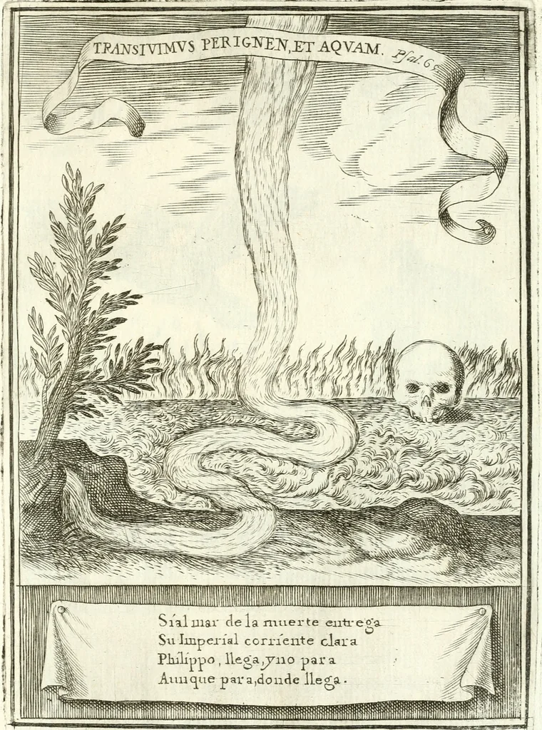 An illustration from Descripcion de las honras : que se hicieron ala Catholica Magd. de D. Phelippe quarto rey de las Españas y del nueuo mundo en el Real Conuento de la Encarnacion : que de horden de la reyna n[uest]ra señora como superintendente de las reales obras dispuso D. Baltasar Barroso de Ribera marques de Malpica ..., 1666, leaf 164