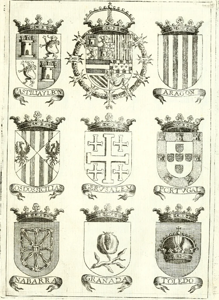 An illustration from Descripcion de las honras : que se hicieron ala Catholica Magd. de D. Phelippe quarto rey de las Españas y del nueuo mundo en el Real Conuento de la Encarnacion : que de horden de la reyna n[uest]ra señora como superintendente de las reales obras dispuso D. Baltasar Barroso de Ribera marques de Malpica ..., 1666, leaf 186